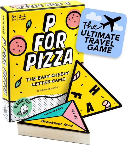 P for Pizza Board Game: Build a Giant Pizza Before Anyone Else, Family Travel Game for Adults and Kids