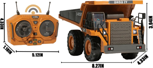 OrgaNatureQueen 9-Channel 3-5 4-7 8-12 2026 RC Dump Truck with Lights and Sound, Remote Control Construction Vehicles