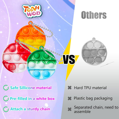 24PCS TOANWOD Pop Fidget Toys Party Favors for Kids: Goodie Bags Stuffers Stocking Stuffers - Bulk Pop Keychain