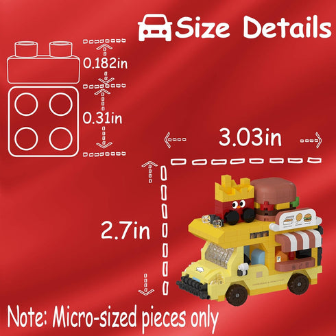 Jollcnoia Set Asian Food Truck Mini Gourmet Travel RV Car Micro Building Toy Little Cute Truck Mobile Van Stand Fun