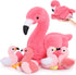 MorisMos Plush Flamingo Stuffed Animal-18 Inch Mommy Stuffed Flamingo with 4 Baby
