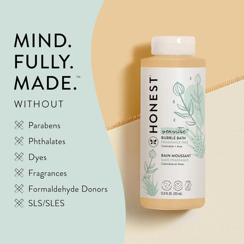 The Honest Company Foaming Bubble Bath, Gentle for Baby, Tear-free, 12 fl oz