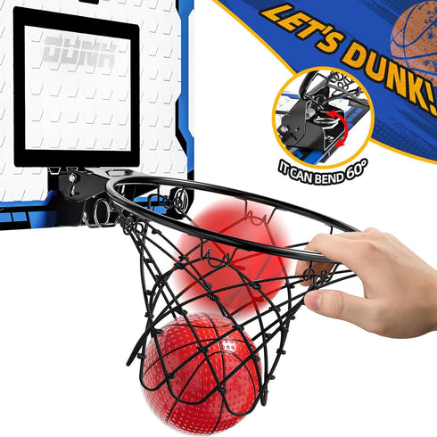 Indoor Basketball Hoop for Kids, Over The Door Mini Hoops with 4 Balls, Sport Toys Gifts for Ages 5-12