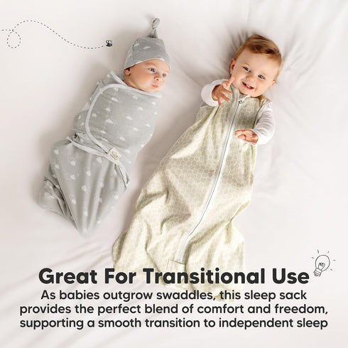 2-Pack 0.5TOG Cozy 12-24 Baby Sleep Sacks,Zipper Wearable Blanket - Organic Cotton,Lightweight,Soft Toddler Sleeping