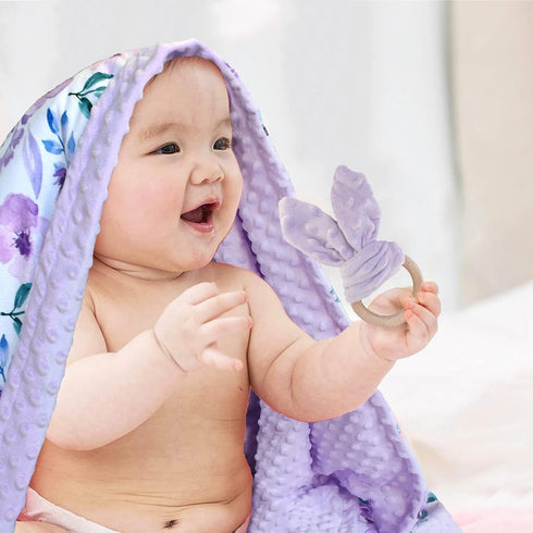 Baby Blankets for Boys Girls, Soft Minky Blanket for Newborn Infant Toddler, Crib Stroller Nursery (Purple Floral)