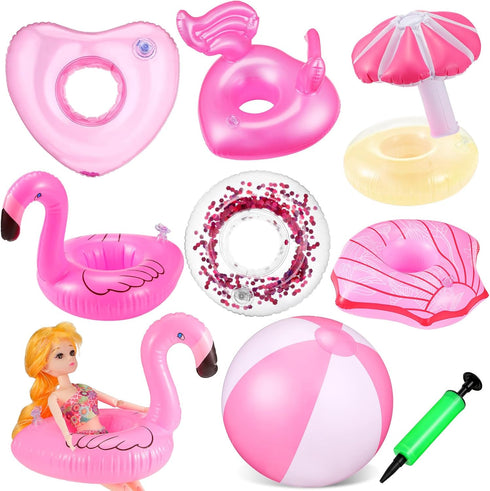 CHENGU 6 Pcs Pool Floaties for Girl Dolls - Swim Accessories Set for 11.5" Dolls
