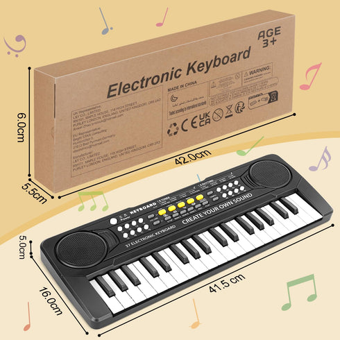 Kids Keyboard Piano - 37 Keys Portable Electronic Piano for Beginners - Educational Musical Toy for 3-8 Year Olds
