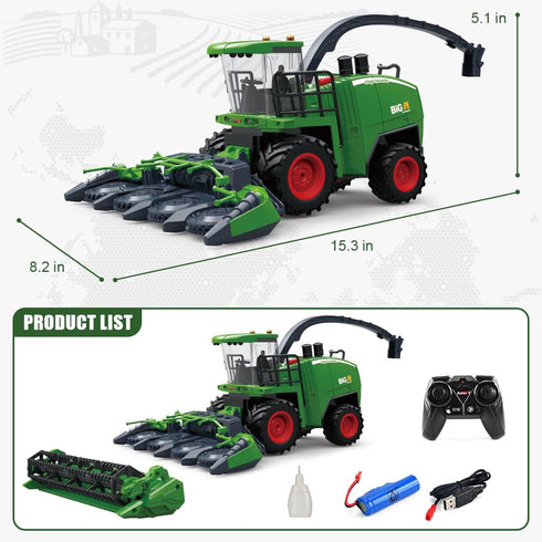 2 2.4Ghz fisca Remote Control Harvester Tractor with Grian Combine Heads, RC Farm Tractor Truck Farm Vehicle Toy