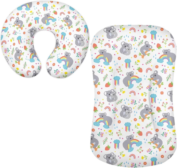 Sarogrorin Rainbows Koalas Newborn Lounger Cover for 0-12 Months Fitted Baby Bassinet Sheets