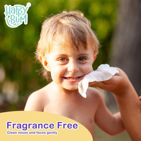 HAPPY BUM Saline Baby Wipes - Unscented, 360 Count (12 Packs of 30 Wipes)