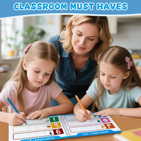Justification leftBC 3-5 Preschool Dry Erase Learning Workbook for Kids Ages Reusable Tracing Book for Letters A-Z