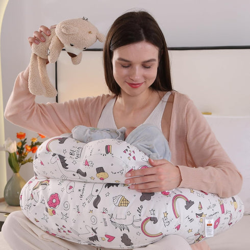 BATTOP Nursing Pillow for Breastfeeding with Removable Covers, PlusSize Breastfeeding Pillows for Mom, Bottle Feeding
