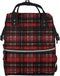 FHEDVBN Red and black plaid Diaper Bag Backpack for Women Multifunction Waterproof Mummy