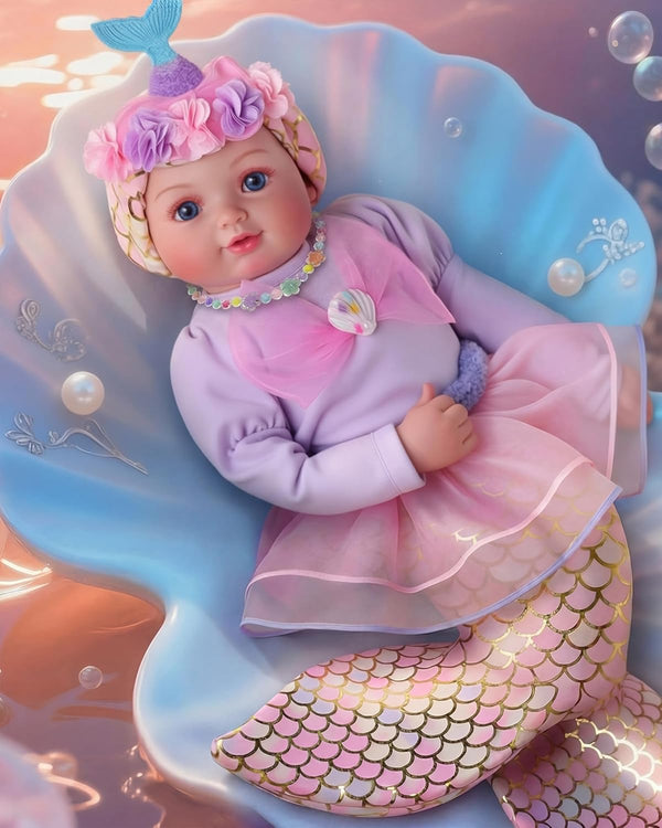 BABESIDE Mermaid Baby Doll - 17-Inch Realistic Soft Baby Dolls with Playful
