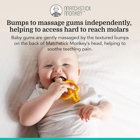 3 4 Inches, Matchstick Monkey Silicone Teether & Gel Applicator Silicone Baby Teether, Easy-to-Grip, BPA-Free, Supports