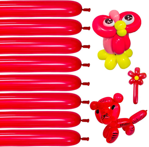 100pcs Red 260 Balloons, Thickening Latex Long Twisting Balloons for Animal Models, Halloween, Xmas, Birthdays