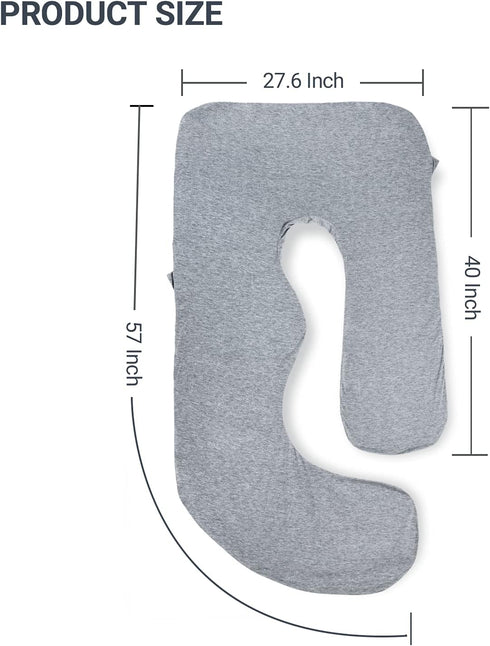 Momcozy 57-inch 55/57 Inch Pregnancy Pillow Cover u Shaped, Large Pregnancy Body Pillowcase Removable, Soft & Machine