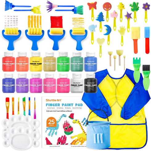 Shuttle Art Washable Finger Paint Set, 53 PCS with 14 Colors (2