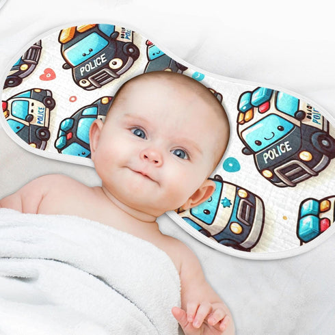 FLildon 2PCS Muslin Burp Cloth for Baby Cute Police Cars Super Absorbent Burping Cloths, Bibs for Newborn Boys Girls