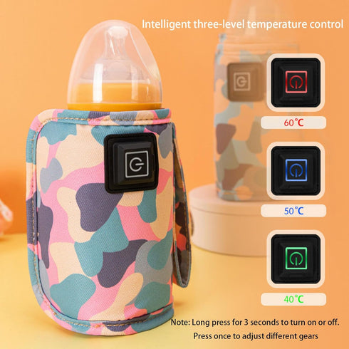 SHINLHUA USB Warmed Infant Bottle Nonconductor with Plan Modifiable Shoulder Strap for Travel Feeding Security Polyster
