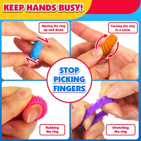 36Pack: Sensory Toys Fidget Rings for Kids Sensory Rings for Stress - Stretchy Calming Toys for Autism - Bulk Fidgets