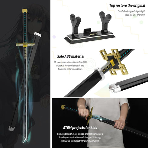 TOY PLAYER Swords Compatible with Lego, Tokitou Muichirou Sword with Scabbard and Stand, Katana Building Set