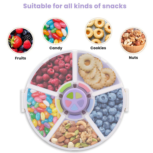 Pawtong 5 (1 Pack- Snack Rotator Container Reusable Snack Box with Compartment Dispenser and Lid, Color Matching