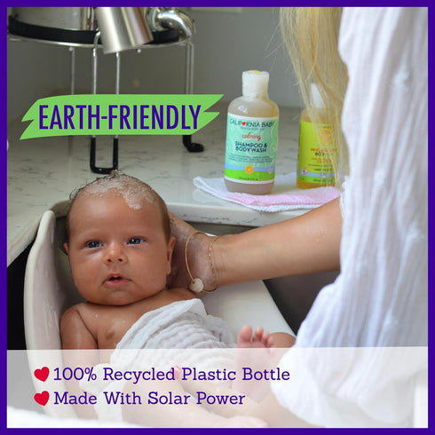 100% 251 mL 8.5 oz. California Baby Calming Baby Shampoo + Baby Wash | Plant-Based | Lavender Body Wash For Sensitive