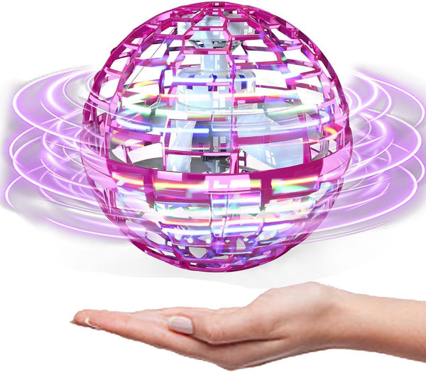 ATHLERIA Pink Flying Orb Ball Toys,Hand Operated Drones for Kids,Cool Gadgets Light