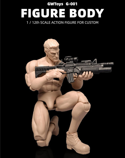 Lmzauet 1/12 Scale Action Figures Custom Muscle Male Figure Body