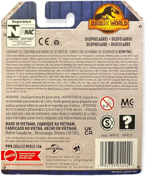 Jurassic World Dominion Uncaged Wild Pop Ups Dinosaur Toys, Collectible Figures, Manually Activated (Dilophosaurus)