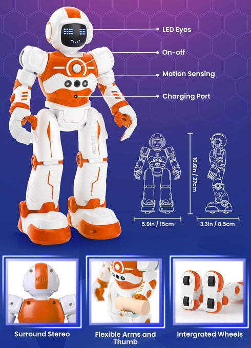 Kids,Programmable 4 5 6 7 8 9 10 Robot Toys for Remote Control Smart Walking Dancing Robot Toy with Gesture & Sensing