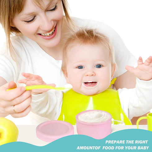 Set of 6 100% Silicone Baby Food Storage Containers - 5 oz Leak Proof Snack Containers with Airtight Lids