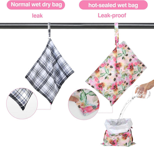 bag,2 Pack Mess-Proof Waterproof Wet Dry Reusable,Wet Bags for Swimsuits & Baby Clothes,Leakproof Wet bag for Travel