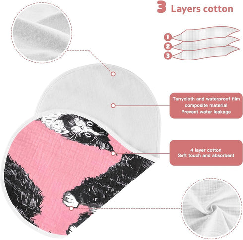 YEGAME Set 1 11 22 Inch Muslin Baby Burp Cloths of - Cat Super Absorbent Cotton Burping Rags Soft Baby Washcloths