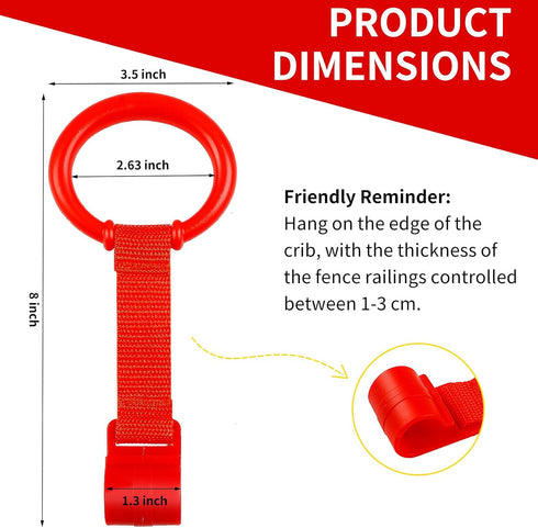 Rindion 3PCS Baby Pull Up Rings, Standing Walker Exercises Assistant Rings, Playpen Crib Hook Ring - Baby Walking
