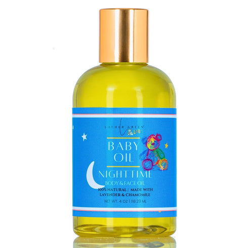 Lather Green Nighttime Calming Baby Oil - Calms & Hydrates Babys Skin with Lavender