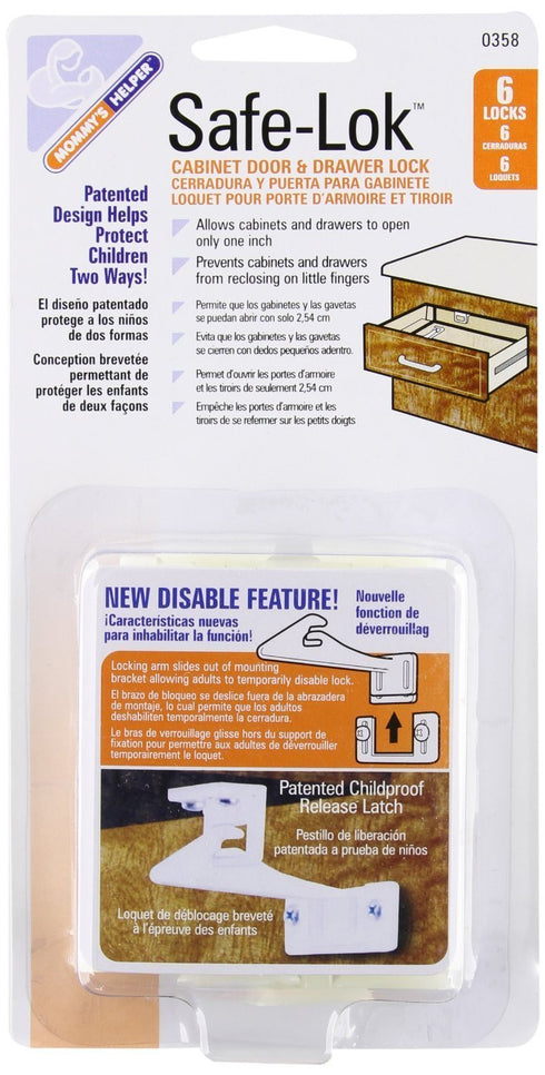 Mommy's Helper Safe-Lok Cabinet Door and Drawer Lock with Disable Feature - 12 Count