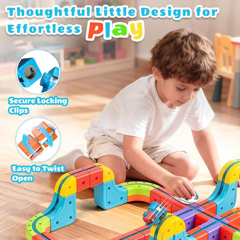 Generic 18pcs Set, Playset Magnetic Train Track Educational Building Toy with Colorful Multi-Level Railway System
