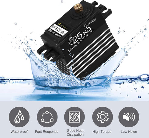 Beffkkip 2Pack 25KG 25T 180 Digital Servo Motor High Torque RC Servo Full Metal Gear Waterproof with Servo Arm for RC