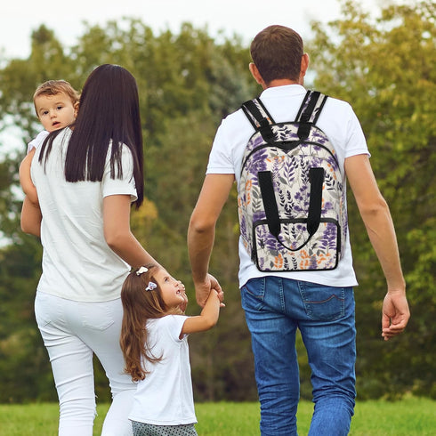 Eativisa Backpack-Multi-functional Lavender flowers Diaper Bag mother and baby bag Thermal compartment USB charging