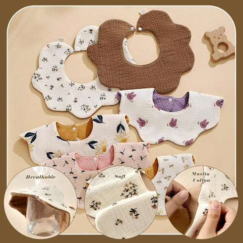 Muslin Cotton Baby Bibs - Teething & Drooling, Unisex Design