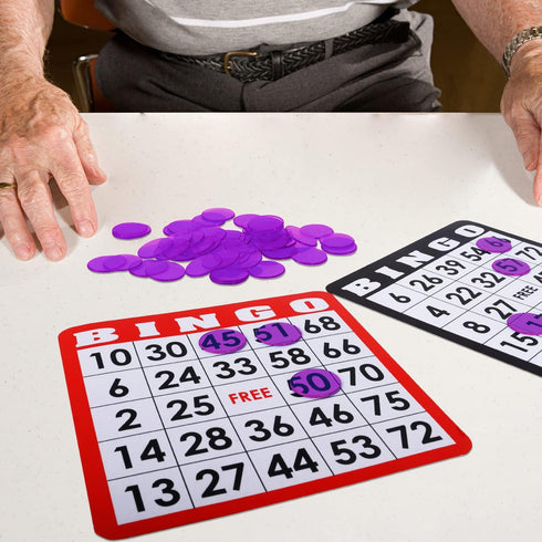 GSE 500 Pieces of 3/4-Inch Plastic Transparent Bingo Chips for Game Night, Classroom, Bingo Hall (Purple)