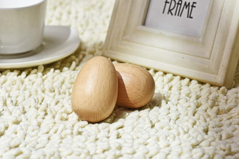 Wood Egg Shakers Set, Musical Percussion Instruments, Natural Finish (2 PCS)