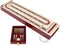 Continuous Cribbage Board with Alphabet e Shape Inlaid in Maple and Bloodwood, 12.4" - 3 Tracks, Storage Drawer for