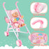 deAO Baby Doll Stroller Set with 13" Doll, 18 PCS Accessories, Foldable Stroller, Kids Play Toys