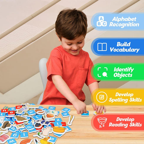 Magnetic Letters & CVC Word Games, Phonics Games, Alphabet Learning Toys, ABC Magnets for Kids, Speech Therapy Toys