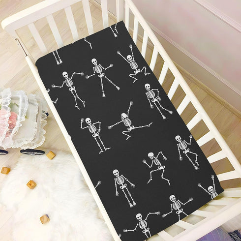 FUGIDOG 27 39 inch Halloween Skeleton Baby Crib Sheets for Boys Girls Soft Breathable Baby Sheet Fitted Crib Sheet