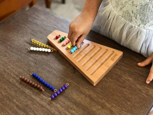 BOHS Montessori Bead Stair Set, 1-10 Counting with Sorting Tray, Compact Educational Toy for Preschool Learning