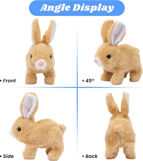 7'' Hopearl Hopping Rabbit Interactive Electronic Pet Plush Bunny Toy with Sounds and Movements Animated Walking Wiggle